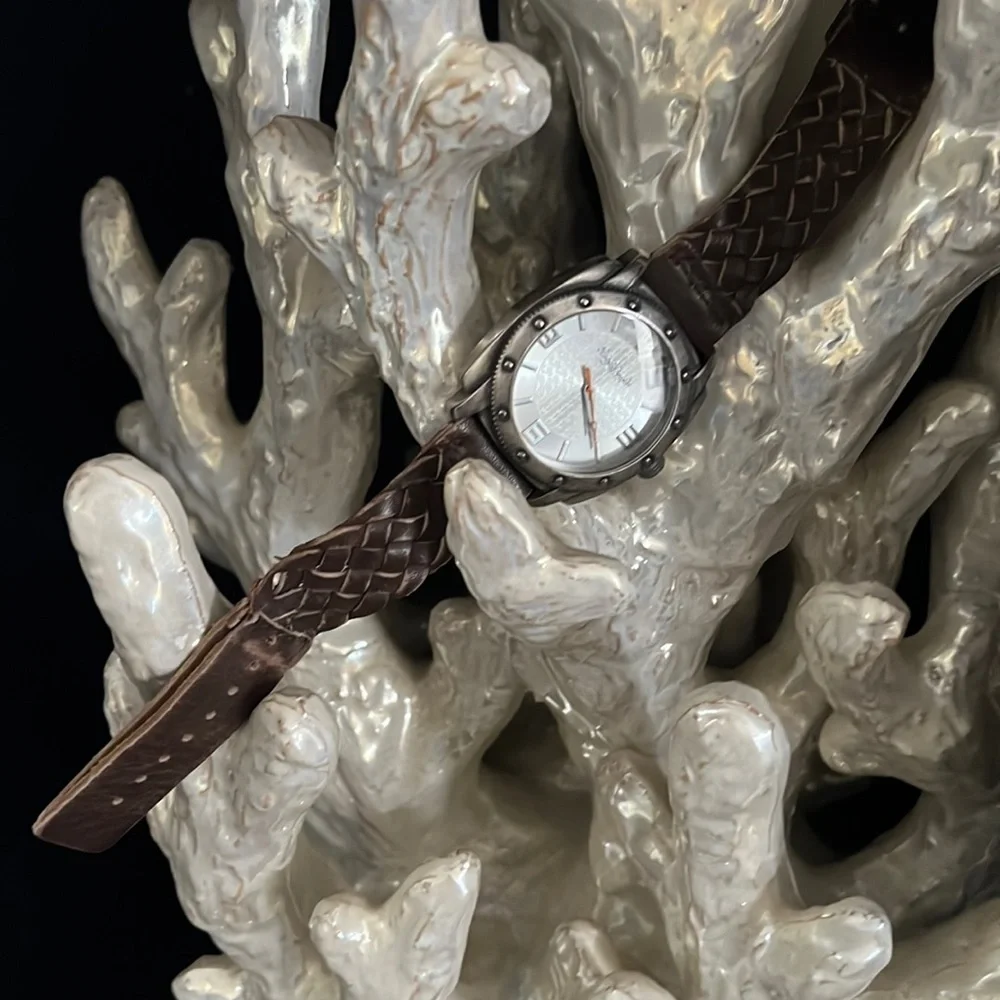 Lucky Brand Mens Watch With Brown Leather Braided Band.